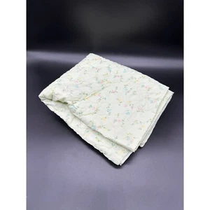 Vintage Baby Blanket Toddler Bed Flowers Handmade Floral Green Pink Blue - Picture 1 of 10