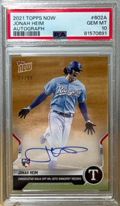 JONAH HEIM * PSA 10 * POP 1 * 2021 TOPPS NOW CONSEC. WALK-OFF HRS ROOKIE 602A RC