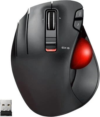 Left Handed Elecom Ex G Series Optical Trackball Mouse 6 Buttons Wireless Red... - Image 1 of 4
