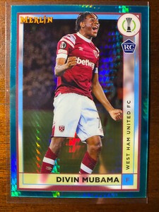 2022-23 Topps Chrome Merlin UEFA Divin Mubama #85 RC Aqua Prism Refractor