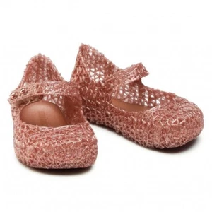 Mini Melissa Campana Zig Zag Pink Glitter/RoseGold Mary Jane Toddler Shoes 9 New - Picture 1 of 3