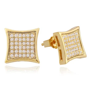 Pendiente cuadrado de circonita cúbica oro plata de 11 mm para hombre niño Aretes Para hombre - Imagen 1 de 15