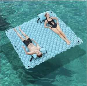 Flotadores de lago con hamaca, alfombra flotante inflable gigante 72”x72” para piscina o playa - Imagen 1 de 8