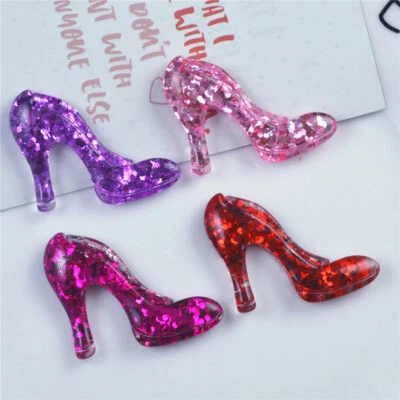 20 pcs Flatback Resin High heels Glitter Decor Cabochons DIY Craft 25x32mm - Image 1 of 4