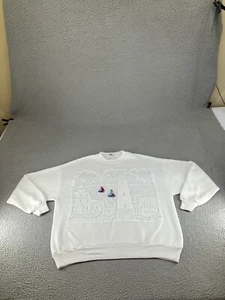 Vintage Sailing Sweater Womens XL White Y2K Nautical Embroidered Lighthouse - Picture 1 of 22