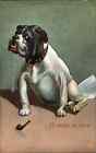 Drooling Bulldog Dog Sick From Smoking Pipe c1910 Comic Postcard