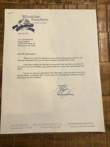 1 ORIGINAL Letter to Val Halamandaris/NAHC Fm: Ken Behring/Frmr Owner Seahawks Cover