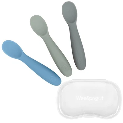 WeeSprout Baby Spoons for Self Feeding 6 Months +, Soft  Durable Silicone Ute... - Image 1 of 4
