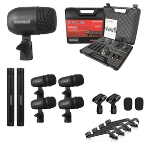 5 Core Drum Microphone Kit 7Pc All Metal Drummer Mics Tom/Snare & Cymbals Wired - Picture 1 of 14