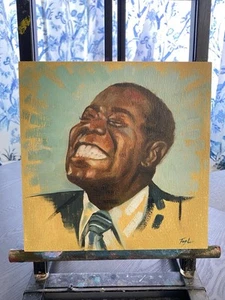 Louis Armstrong Oil Painting 10x10 Inch FREE SHIPPING Not A Print Signed - Picture 1 of 8