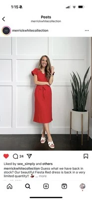 Vestido Merrick Blanco Rojo Midi Lunares Manga Corta Corbata Cinturón Talla Med con Bolsillos Foto 1 de 4