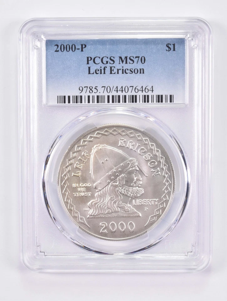MS70 2000-P Leif Ericson Commemorative Silver Dollar PCGS *4480 - Image 1 of 4