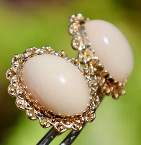 MASSIVE GELBGOLD 9,0 GRAMM ENGELSHAUT KORALLE GEGOSSEN VINTAGE CLIP-ON FEINE OHRRINGE - Bild 1 von 11