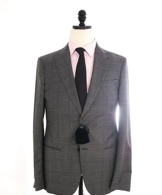 $3,795 GIORGIO ARMANI - "SOHO" Gray Check Peak Lapel Suit - 38R - Image 1 of 4