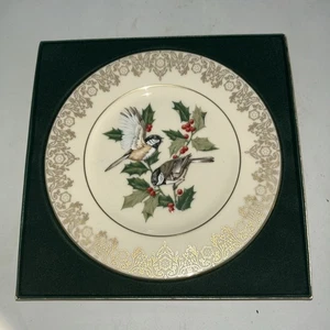 Vtg LENOX Chickadee Plate Cream Garden Bird Collection Fine China 1988 Orig Box - Picture 1 of 5
