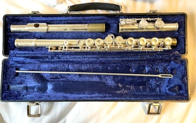 Flauta enchapada en plata Commonhardt 2SP de colección con estuche banda de instrumentos musicales G04115 Foto 1 de 3