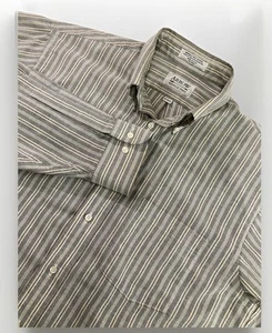 Arrow Wrinkle Free Oxford Shirt Men 16 34/35 Gray Stripe Button Up Dress Casual - Picture 1 of 9