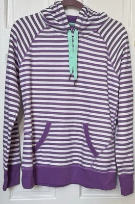 Sudadera con capucha Tek Gear manga larga a rayas púrpura y blanca para mujer talla M Athleisure nueva con etiquetas Foto 1 de 4