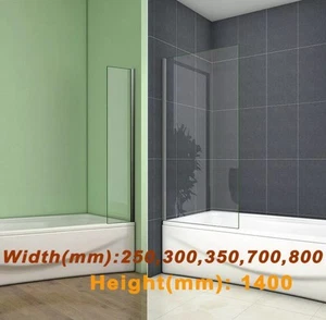350x1400mm Height Corner Fixed Bath Shower Screen Over Bath Square Cut - Picture 1 of 5