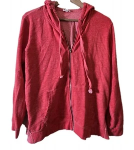 Tribal Jeans Kapuzenpullover mit Reißverschluss koralle rosa Rüschensaum Langarm Freizeit Large - Bild 1 von 5