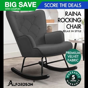 ALFORDSON Armchair Rocking Chair Accent Feeding Chair Lounge Sofa Couch Grey - Picture 1 of 11