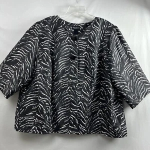 Maggie Barnes Swing Jacket Womens 3/4 Sleeve Zebra Animal Print Size 2X 22/24W - Picture 1 of 12