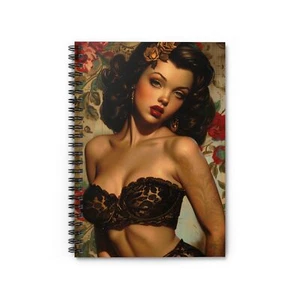 Vintage Pin Up Mädchen Spirale Notizbuch - linierte Linie - Bild 1 von 6