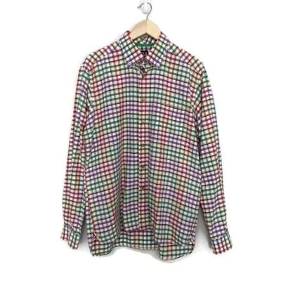 Camisa Oxford IKE BEHAR Para Hombres Multicolor Blanca A Cuadros Manga Larga 100% Algodón L Foto 1 de 4