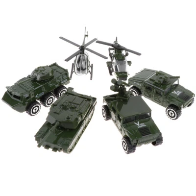 6pcs militare diecast esercito car tank modello di elicottero playset - Immagine 1 di 4