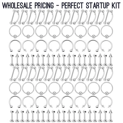 Venta al por mayor Piercing Joyería 300 Piezas Kit Básico Acero Quirúrgico Foto 1 de 2