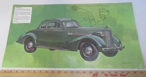 1937 Oldsmobile Car Print Picture Laminated 12x23 Auto Advertisement Green - Picture 1 of 2