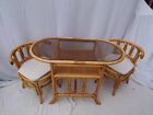 Vintage Bamboo Bistro Table And Chairs Set, Wicker And Cane Patio, Conservatory