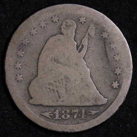 1874-S Seated Liberty Quarter CHOICE VG FREE SHIPPING E655 QNT Cover