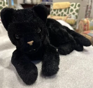 Russ Berrie Katze Black Midnight Vintage Plüsch liegendes Kätzchen realistisch - Bild 1 von 7