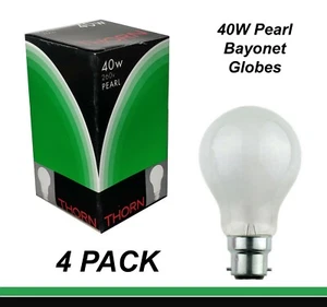 4 x 40W Incandescent Light Globes Bulbs B22 Bayonet Warm White Dimmable Pearl - Picture 1 of 4