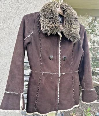 Esprit Penny Lane Coat XL Faux suede Y2K duster Afghan boho rare Hippie cowgirl — 第 1/4 张图片