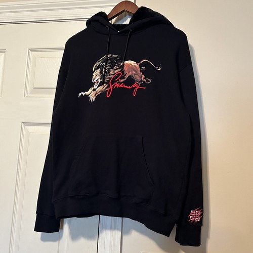 Cappuccio foderato in pelliccia sintetica ricamato stampa leone Givenchy taglia media