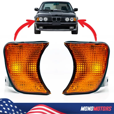 For BMW E34 Turn Signal Indicators L+R Orange Corner Lights Pair TURNING SIGNALS - Image 1 of 4