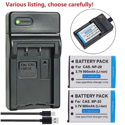 Battery or USB charger for Casio NP-20 Exilim EX-Z75 EX-Z77 EX-Z60 EX-Z11 EX-Z65 - Image 1 of 4
