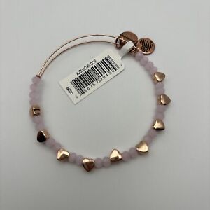 NWT Alex and Ani Rose Gold Heart Bead Bracelet w/pink stone beads