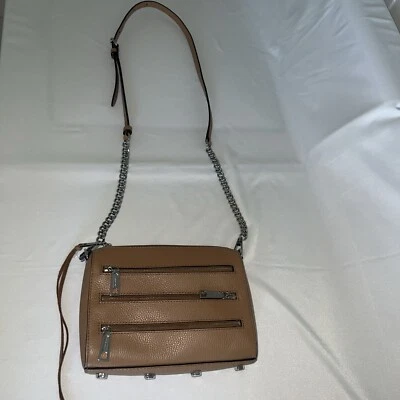 Rebecca Minkoff Mini 5 Zip Crossbody Bag Leather Brown Tan Silver Hardware NWOT - Image 1 of 4
