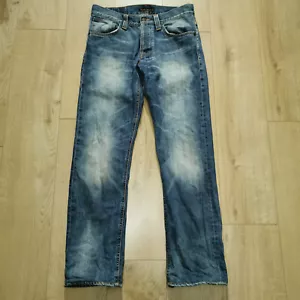 Pantalones de mezclilla Nudie para hombre W32 L32 azul recto alf botón desteñido - Imagen 1 de 12