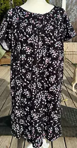 Aria Collection Floral Midi Nightgown Size XL Black Pink Pockets Prairie NWT - Picture 1 of 12