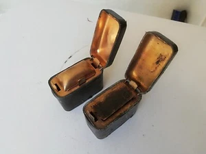 Paar antike Taschen Reiseartikel Tintenstrahl Licht Weste Leder verkleidet Messing Metall - Bild 1 von 11