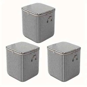 Large Clothes Storage Bag Quilt Blanket Organizer Houndstooth 100L Set Of 3 New - Picture 1 of 4
