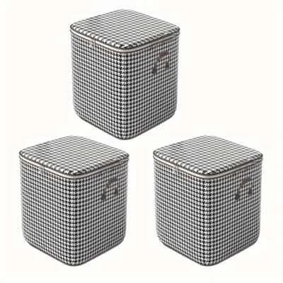 Large Clothes Storage Bag Quilt Blanket Organizer Houndstooth 100L Set Of 3 new - Image 1 of 4
