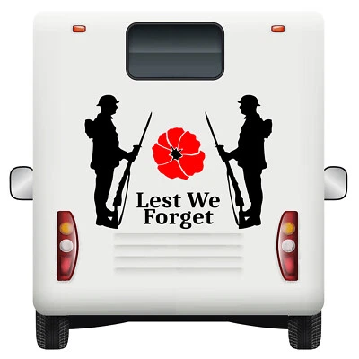 Lest We Forget Soldiers Vinyl Decal Remembrance Day Soldier Poppy Day - Image 1 of 4