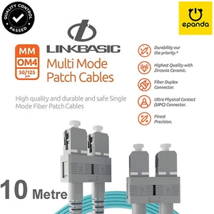 Premium LinkBasic Multimode SC to SC OM4 LSZH Duplex SC-SC Fibre Optic Cable 10m - Picture 1 of 7
