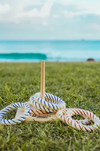 Rope Quoits Set Quality Out Door Family Game Wooden Base & Peg Christmas Gift - Picture 1 of 12