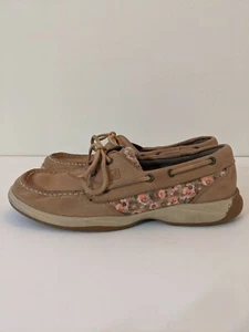 Sperry Top-Sider Damen hellbraun beige Leder Schuhgröße 7,5 Blumenmuster Pailletten 9772500 - Bild 1 von 7